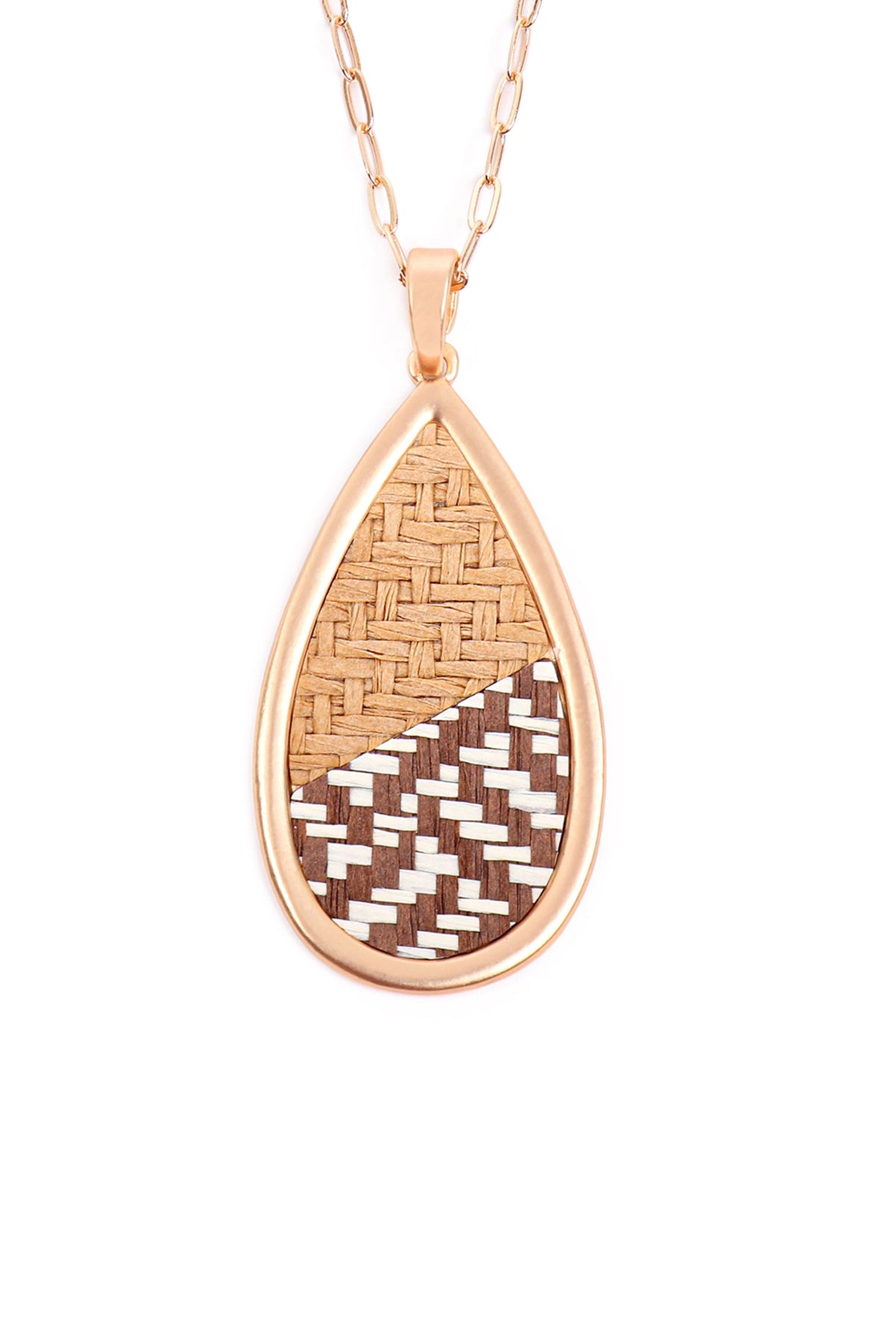 Teardrop Rattan Pendant Necklace