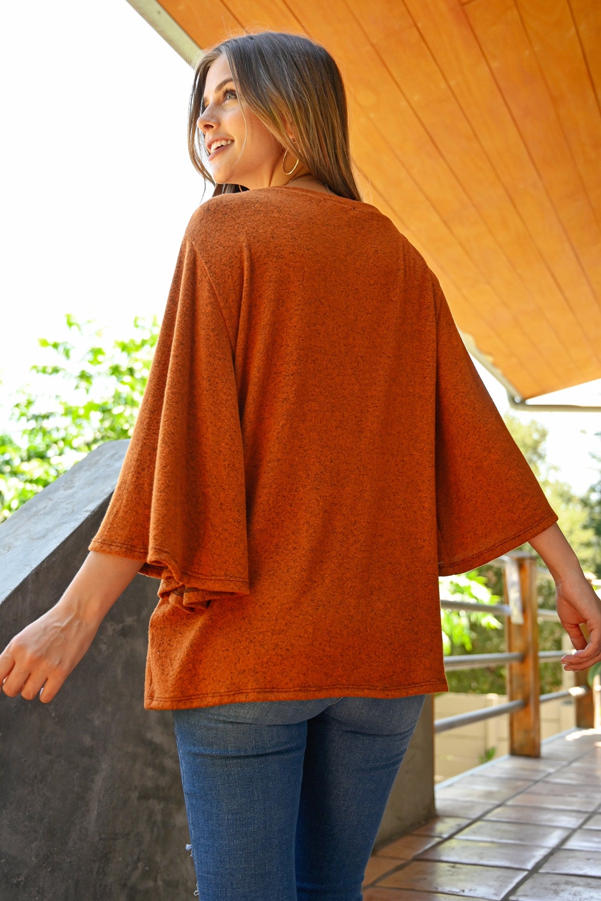 Wide Sleeve Brushed Hacci Top