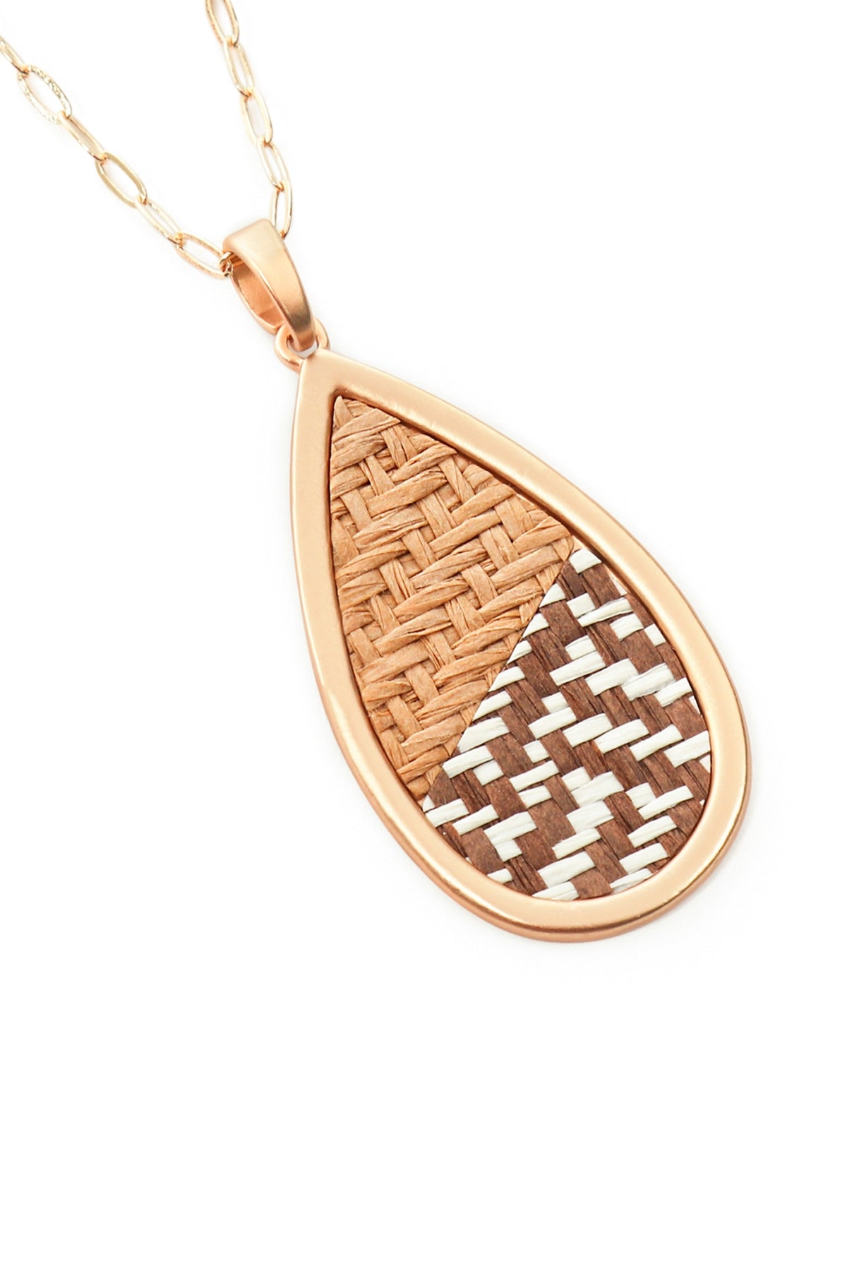 Teardrop Rattan Pendant Necklace