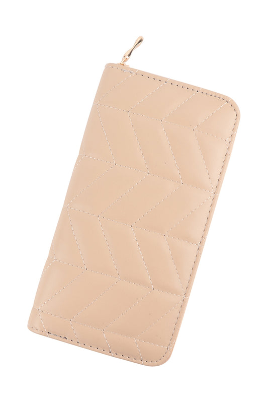 Vegan Leather Quilted Wallet | Khaki