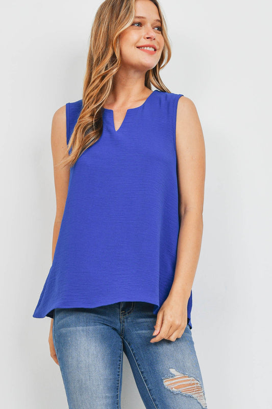 Notch Neck Sleeveless Blouse