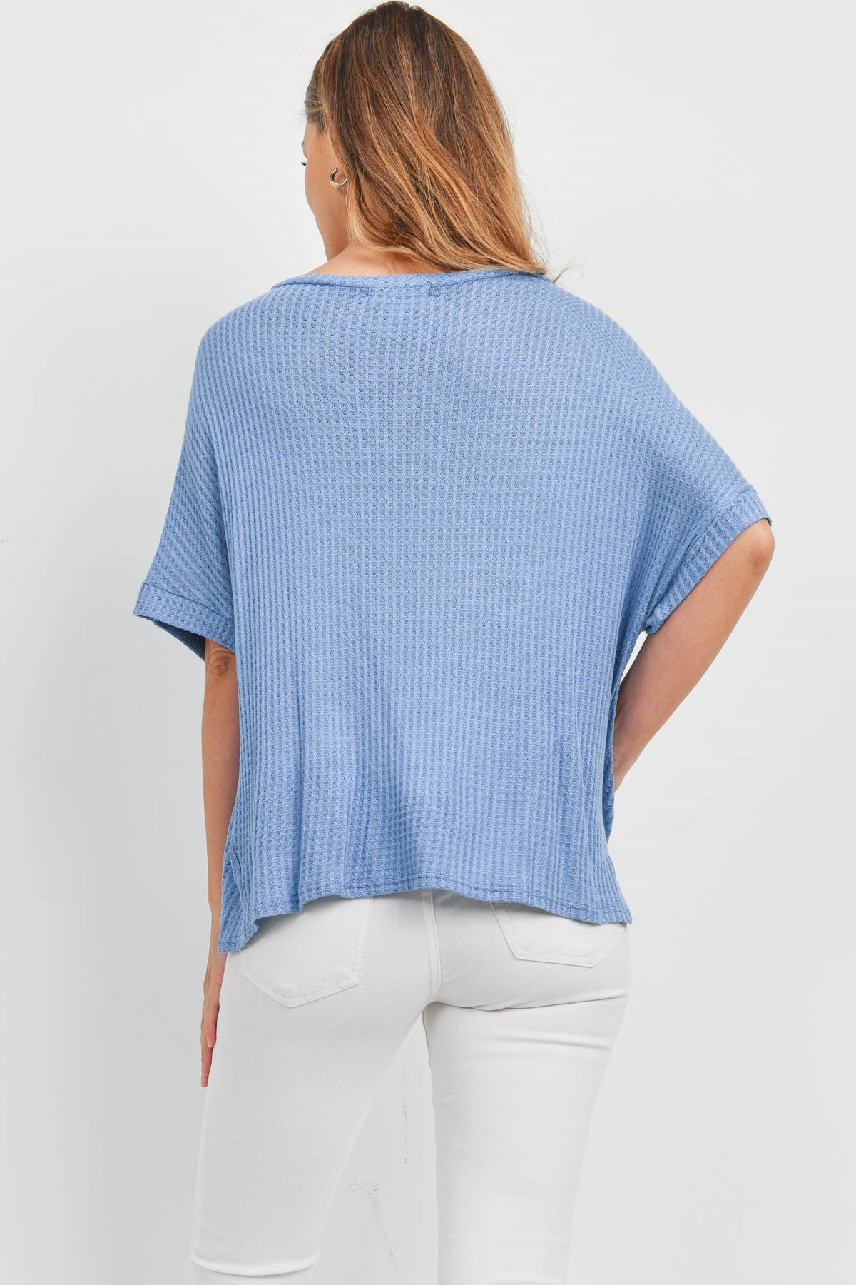 Blue Dolman Twist Top