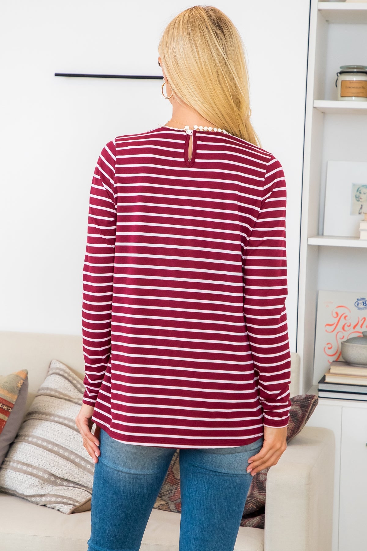 Burgundy Stripe Top