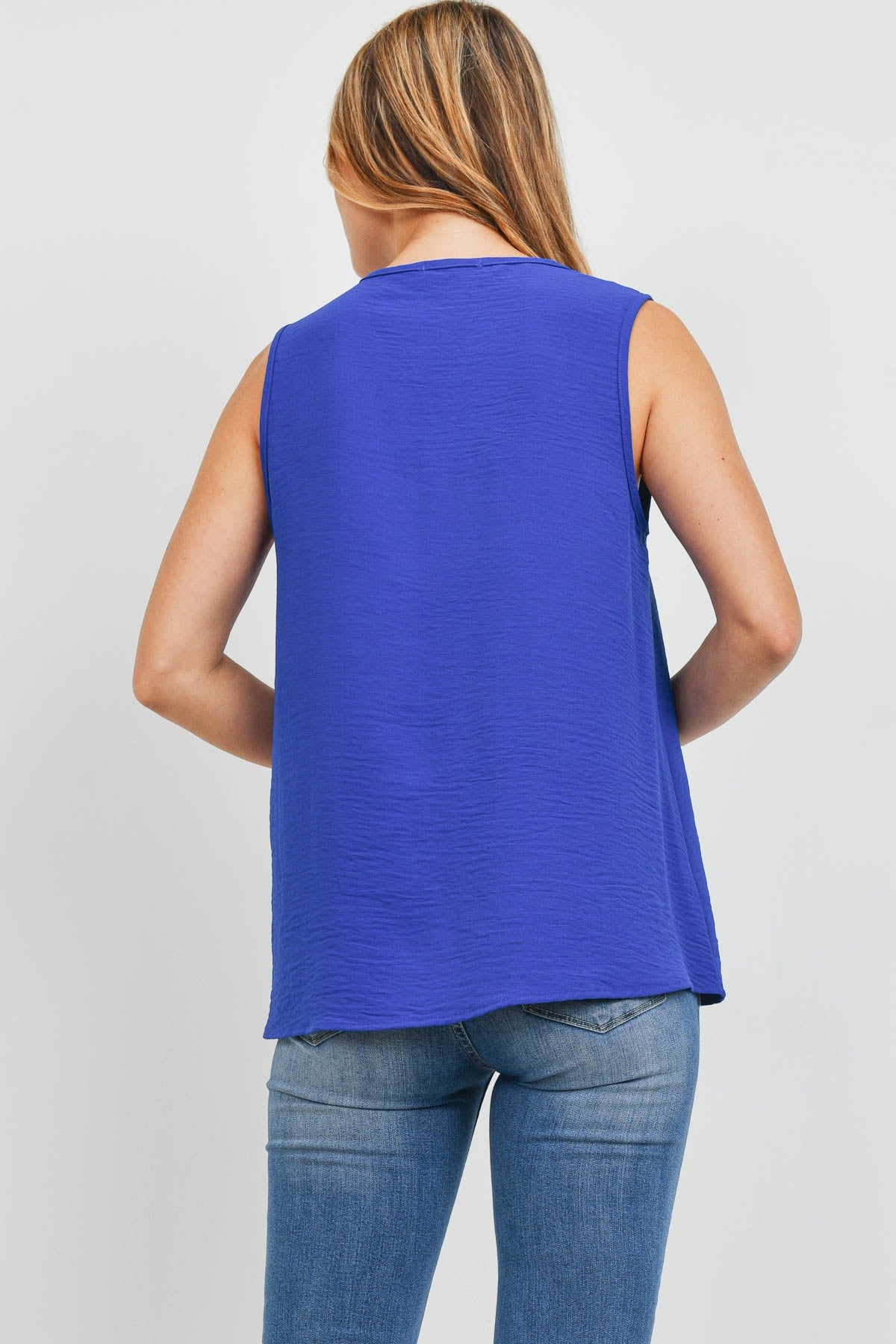 Notch Neck Sleeveless Blouse