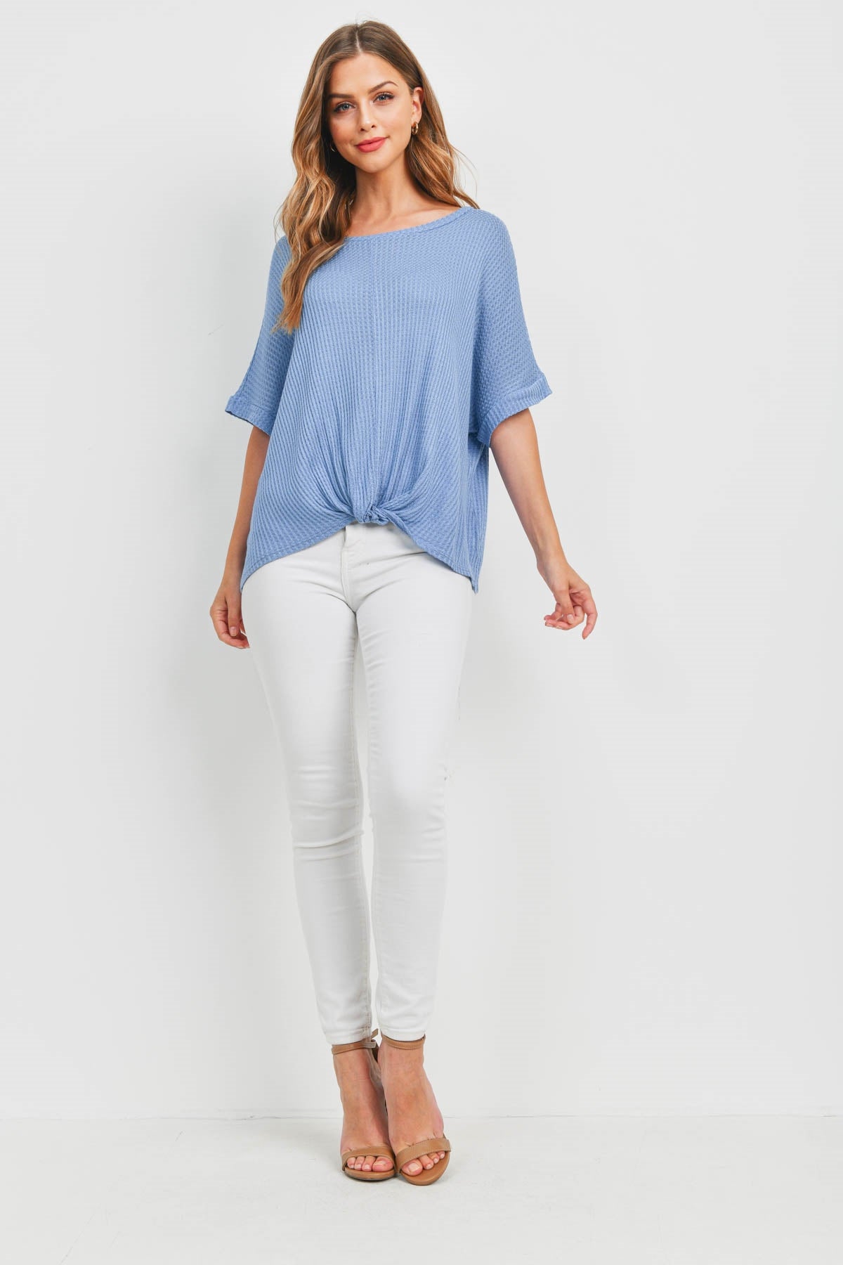 Blue Dolman Twist Top