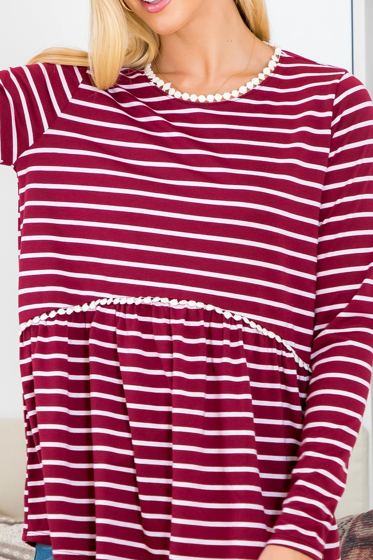 Burgundy Stripe Top