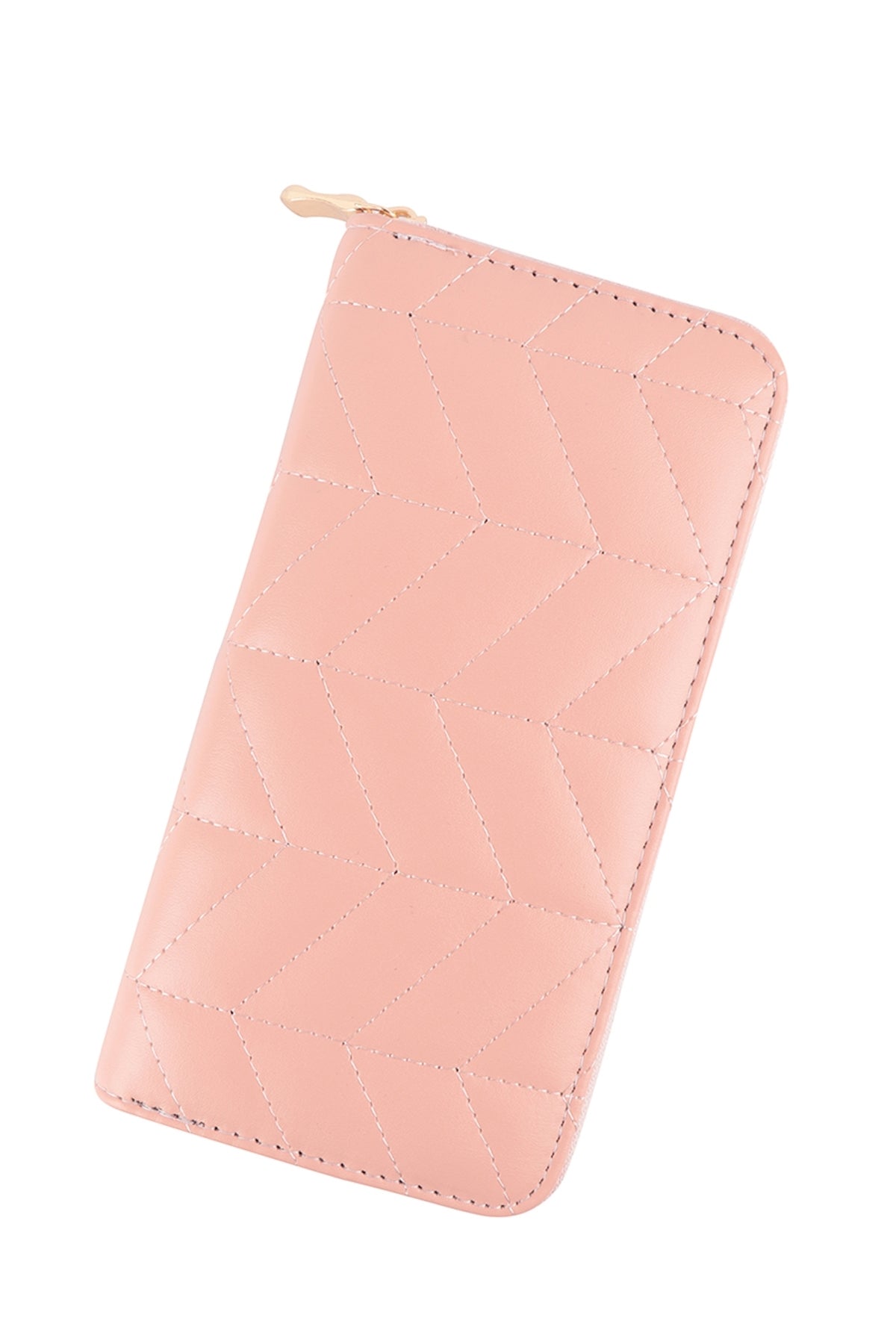 Vegan Leather Quilted Wallet | Pink