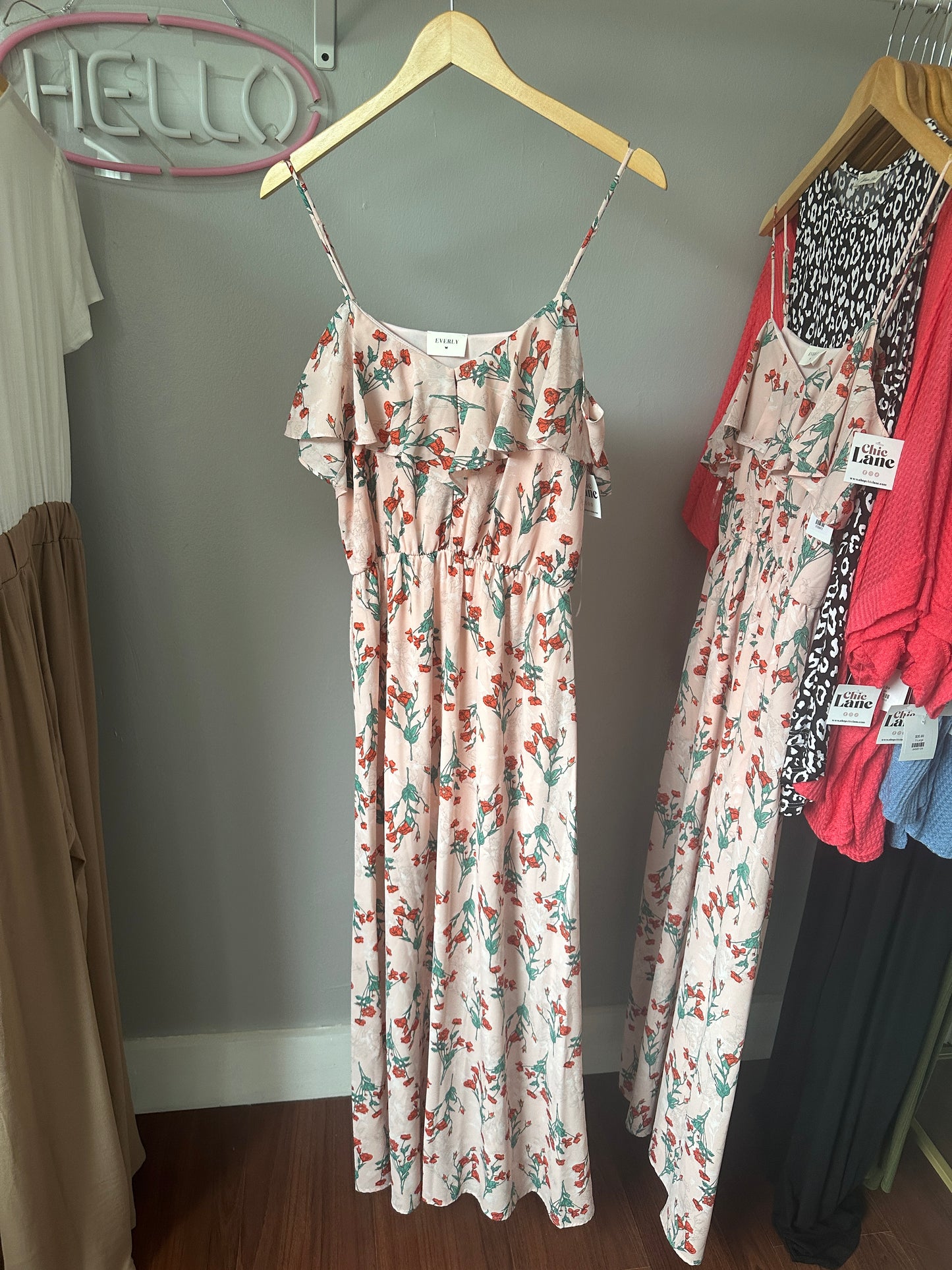 Peach Floral Maxi Dress