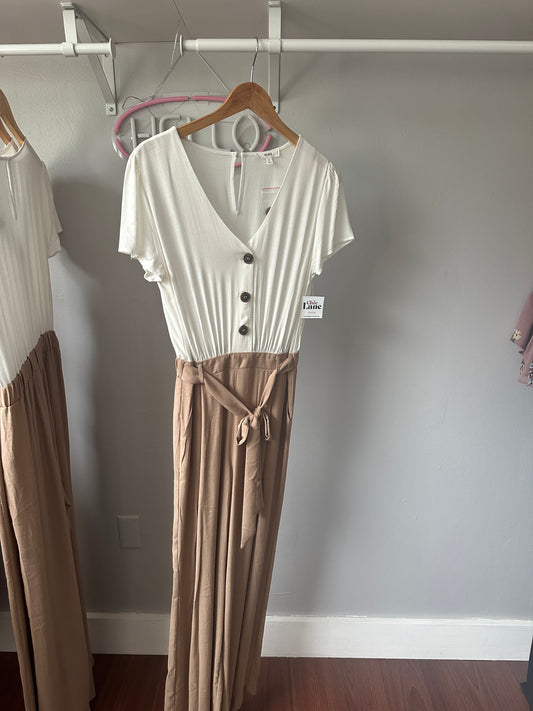 White & Tan Jumpsuit