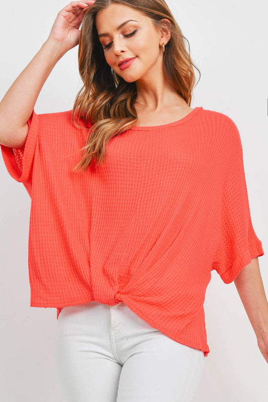 Coral Dolman Twist Top