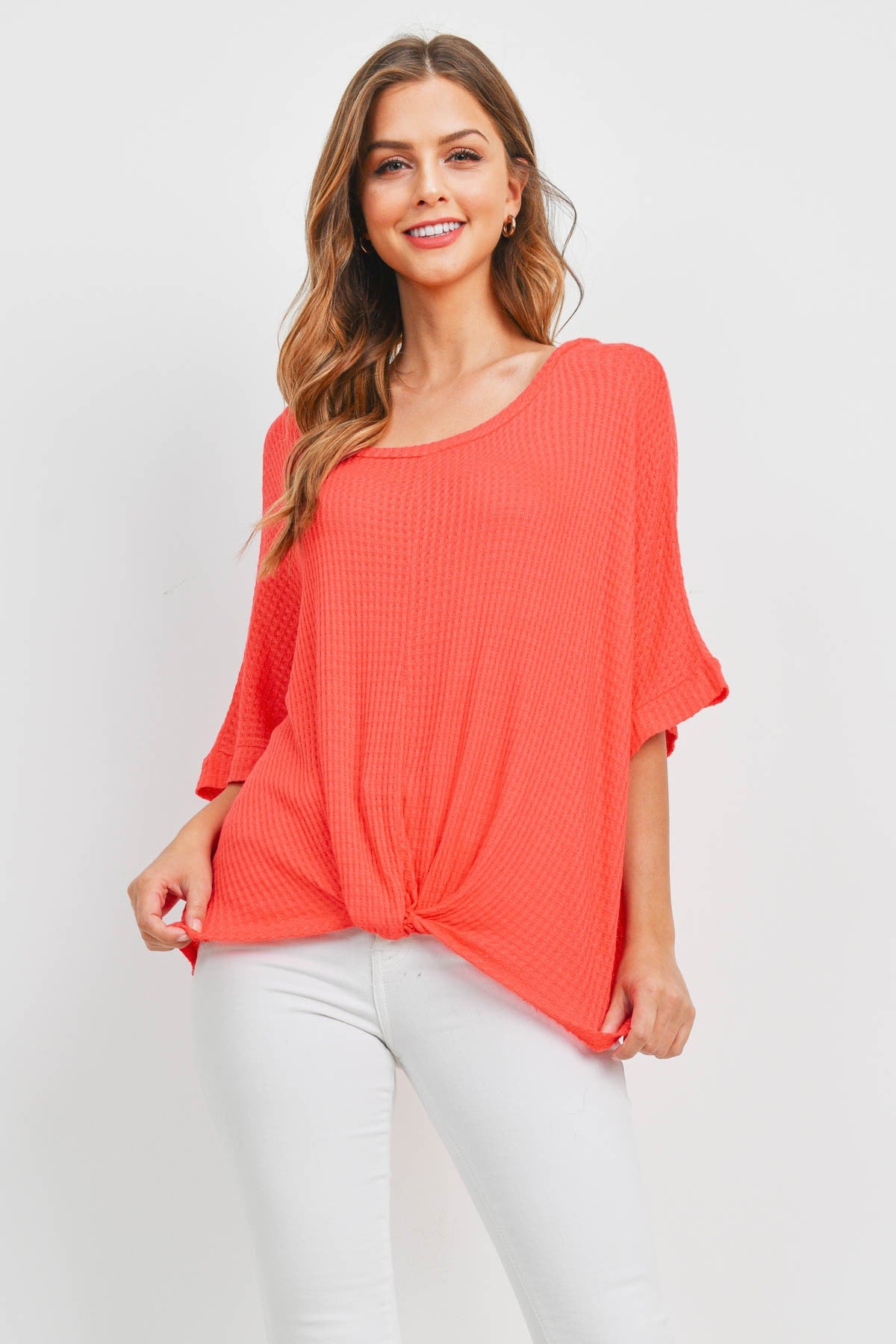 Coral Dolman Twist Top