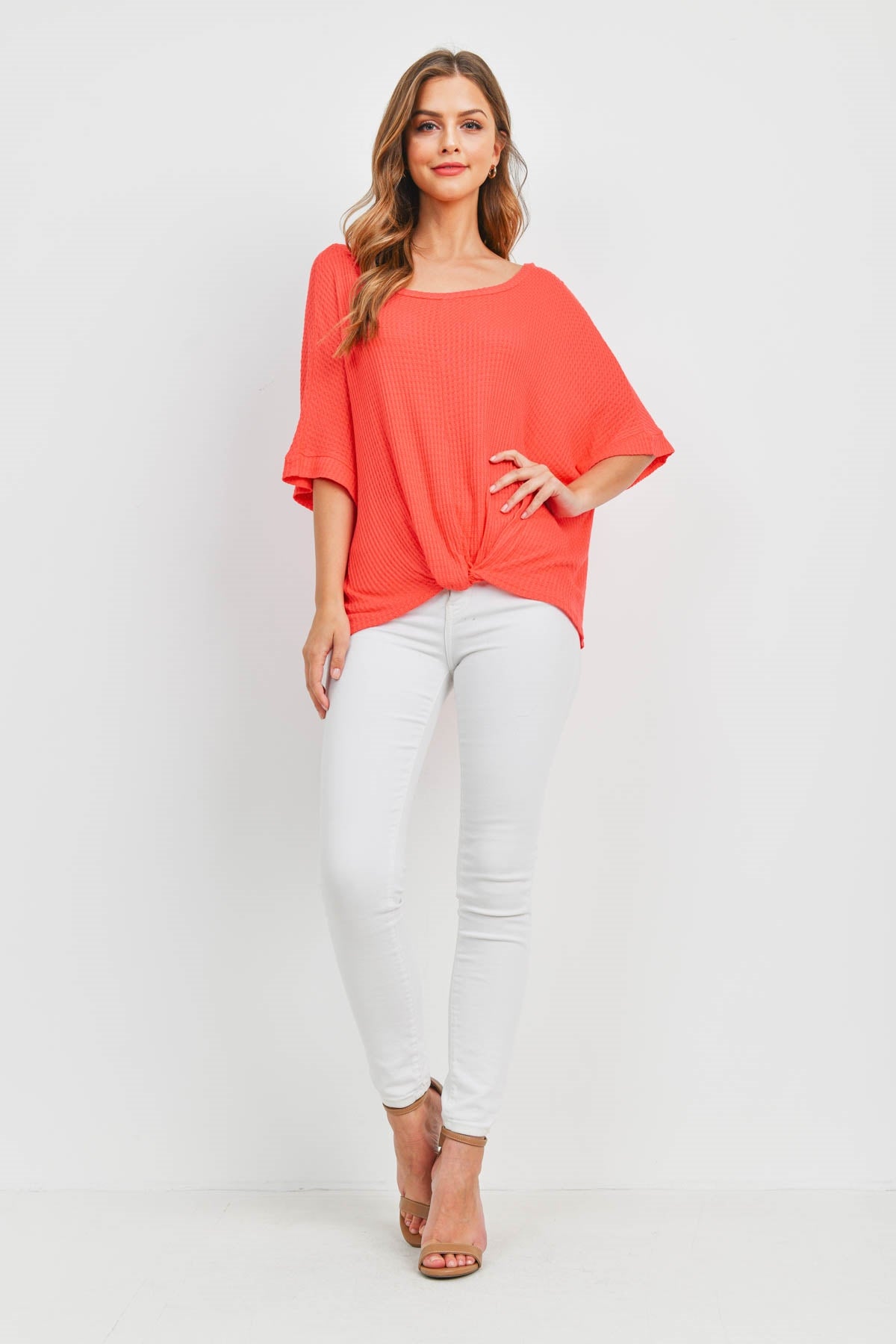 Coral Dolman Twist Top